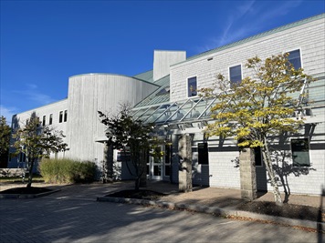 Outside front of building